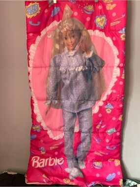 Vintage 1995 Sleepover Barbie Kids Sleeping Bag
